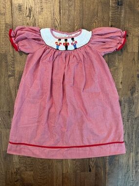 Mom & Me Smocked Christmas Dress Red Gingham Nutcracker Size 24 Months